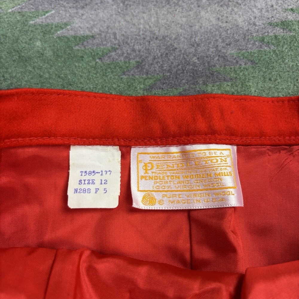 Vintage Pendleton Pencil Midi Skirt Women's 12 Red 100% Virgin Wool Pleated New - Picture 7 of 9